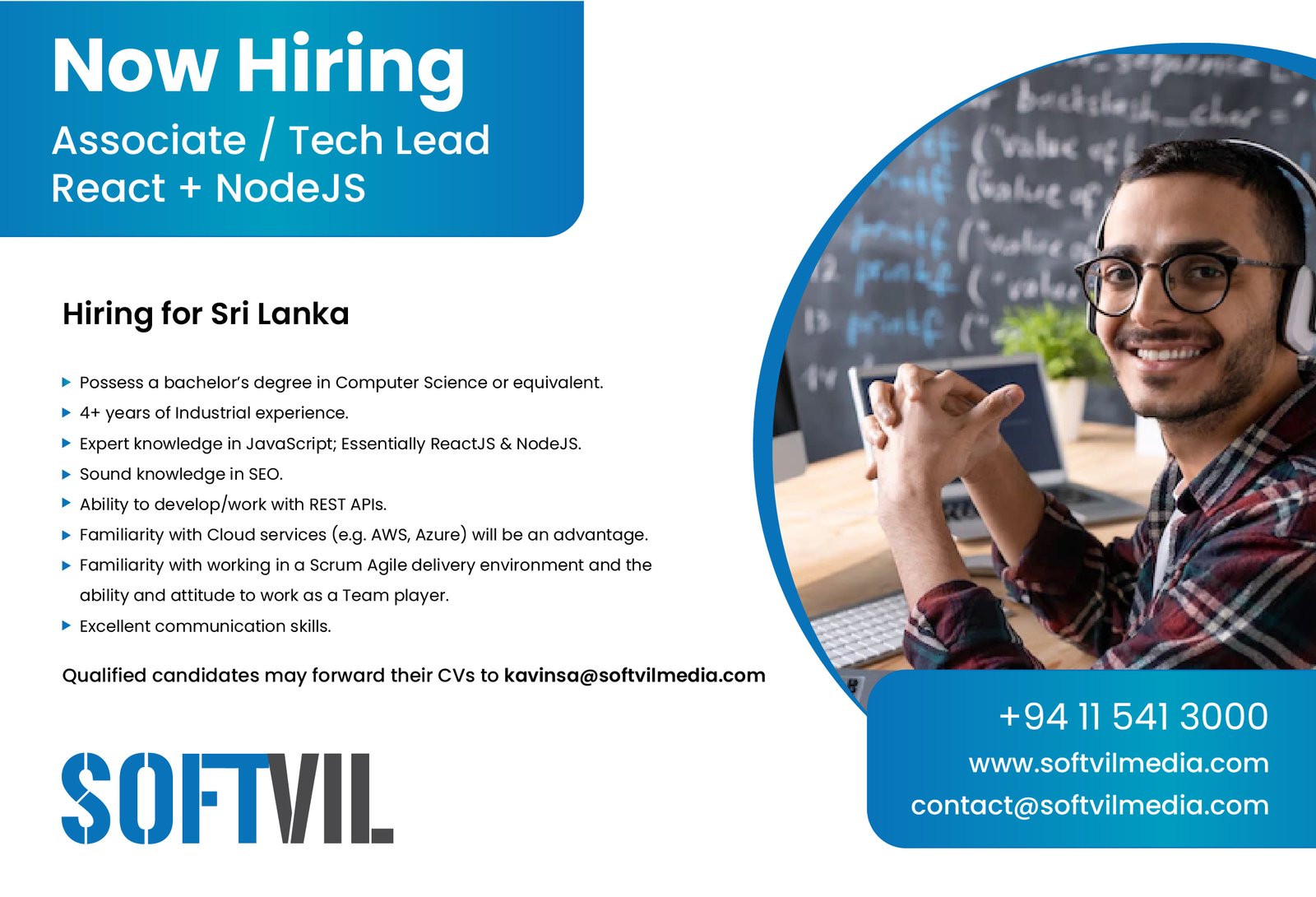 Associate / Tech Lead - React + NodeJS - Softvil Technologies
